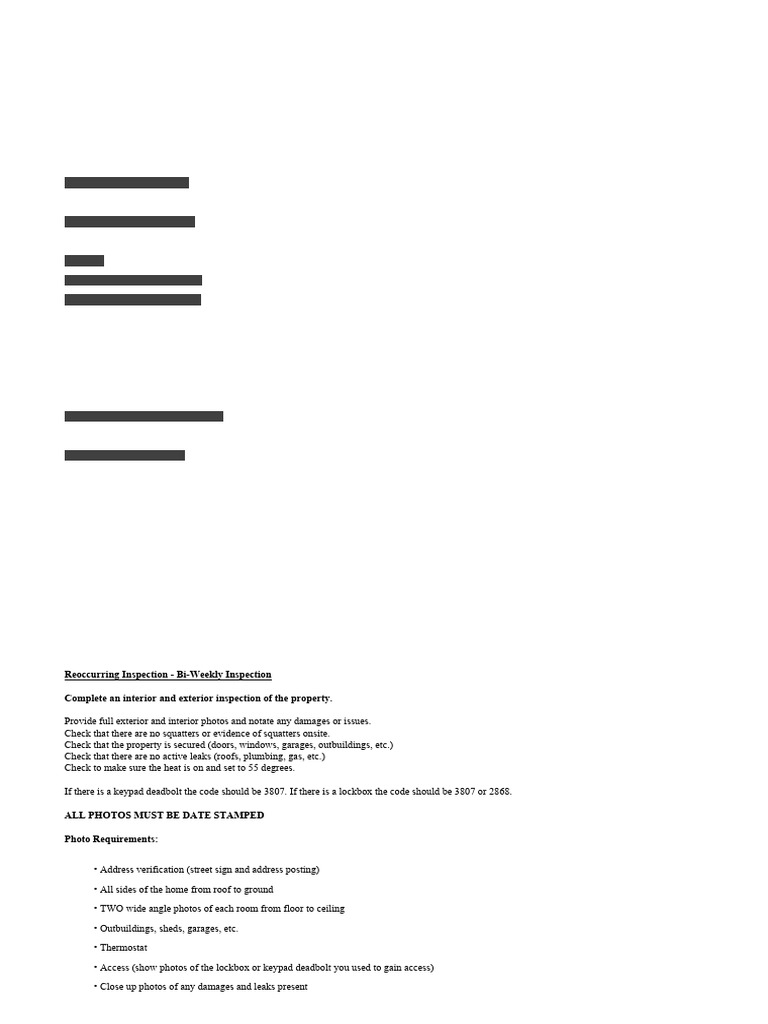 Work Order I-4204020: Bi-Weekly Inspection | PDF