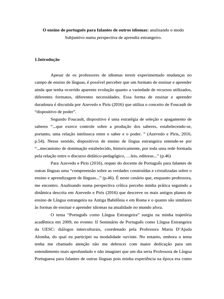 Ensino de Português: Modo Subjuntivo para Estrangeiros | PDF ...