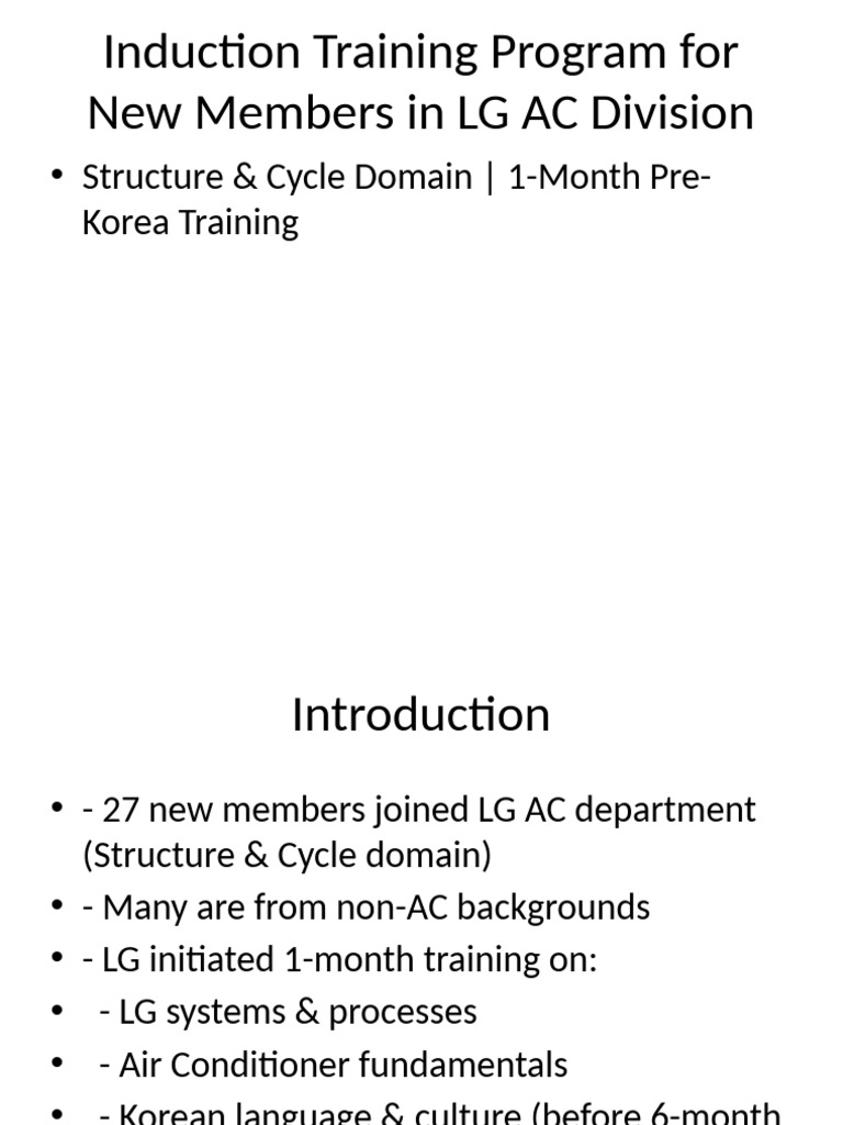 LG AC Division Induction Training Guide | PDF | Social Psychology ...