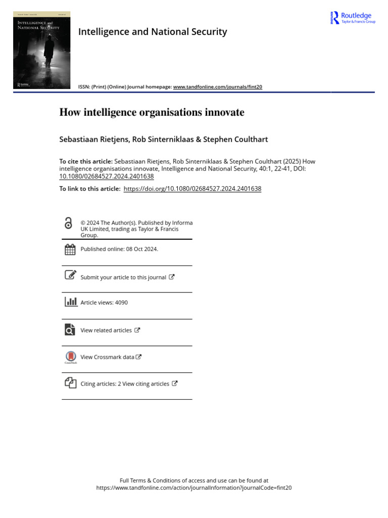 Innovation in Intelligence Organizations | PDF | Innovation | Leadership