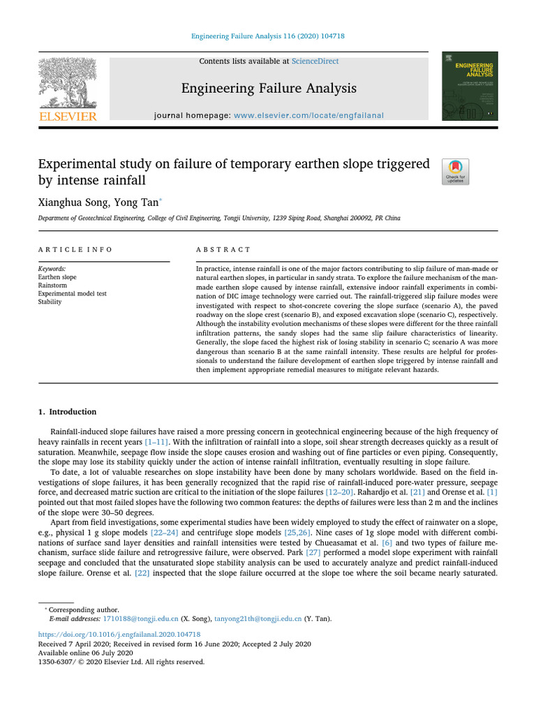 Rainfall-Induced Failure of Earthen Slopes | PDF | Soil Mechanics ...