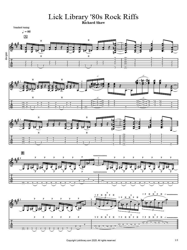 '80s Rock Rhythm Guitar Riffs | PDF | Popular Music | Rock Music