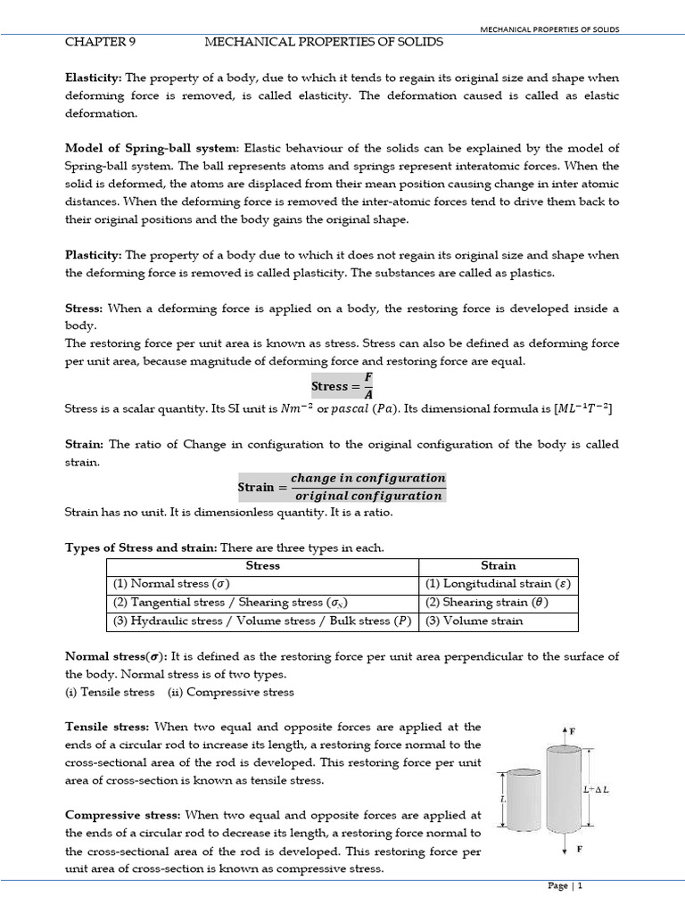 Mechanical Properties of Solids Explained | PDF | Deformation ...
