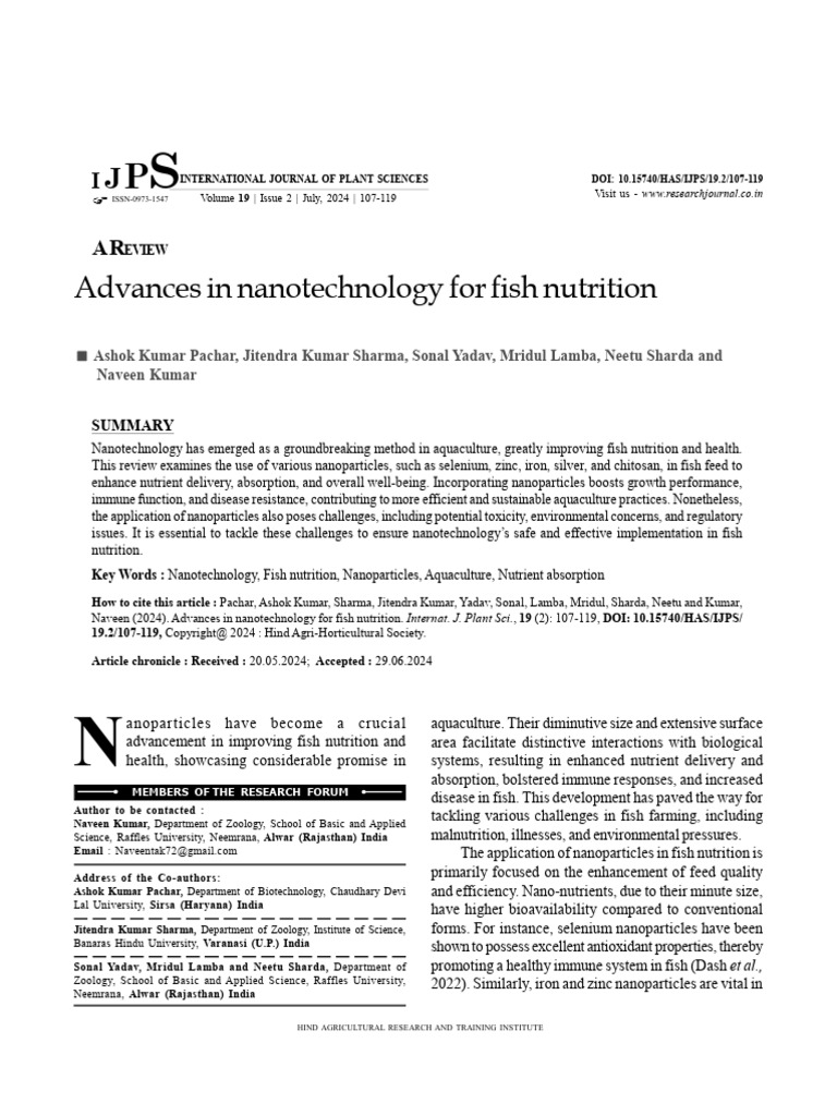 AP - Advances in Nanotechnology For Fish Nutrition | PDF ...