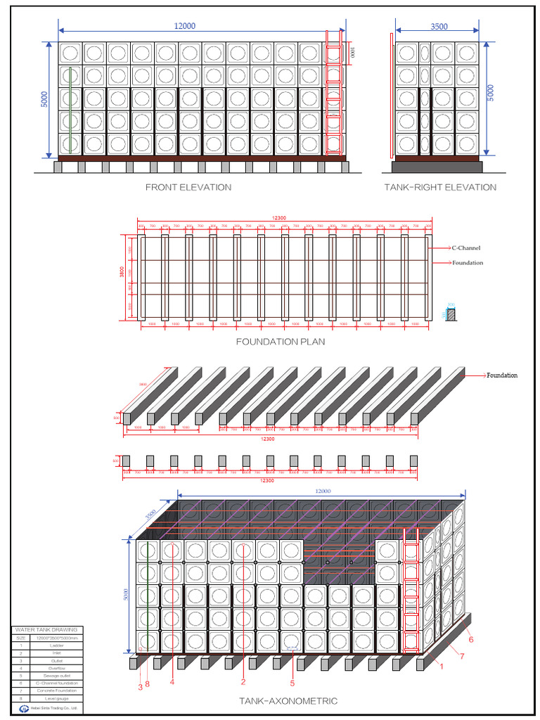 Water Tank Design and Foundation Plan | PDF | Water Pollution ...