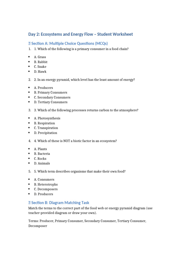Day2 Ecosystems Worksheet Editable | PDF