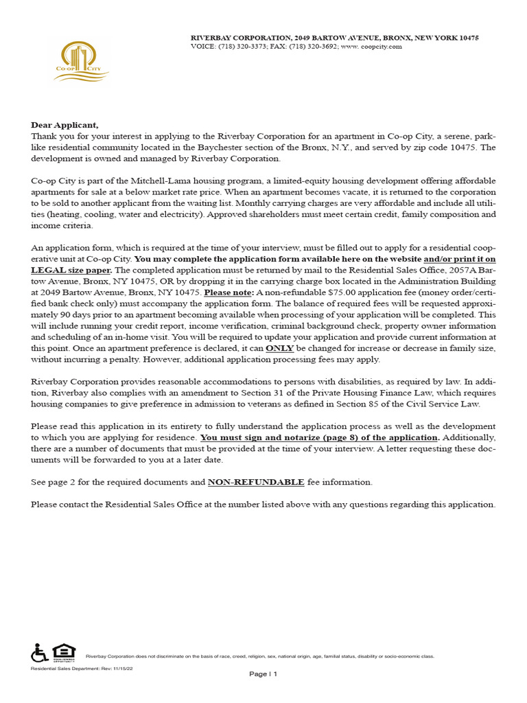 Riverbay Residential Sales Application | PDF | Irs Tax Forms