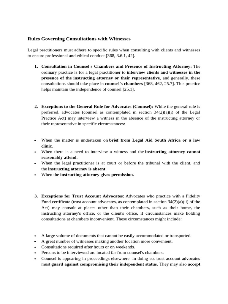 Rules for Witness Consultations in Law | PDF | Witness | Lawyer