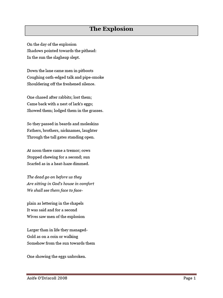 Larkin The Explosion and Ambulances | PDF | Death | Poetry