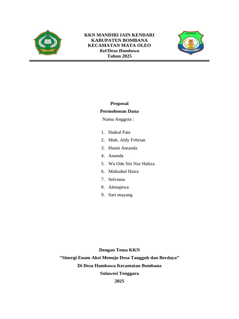KKN Mandiri IAIN Kendari 2025 di Hambawa | PDF