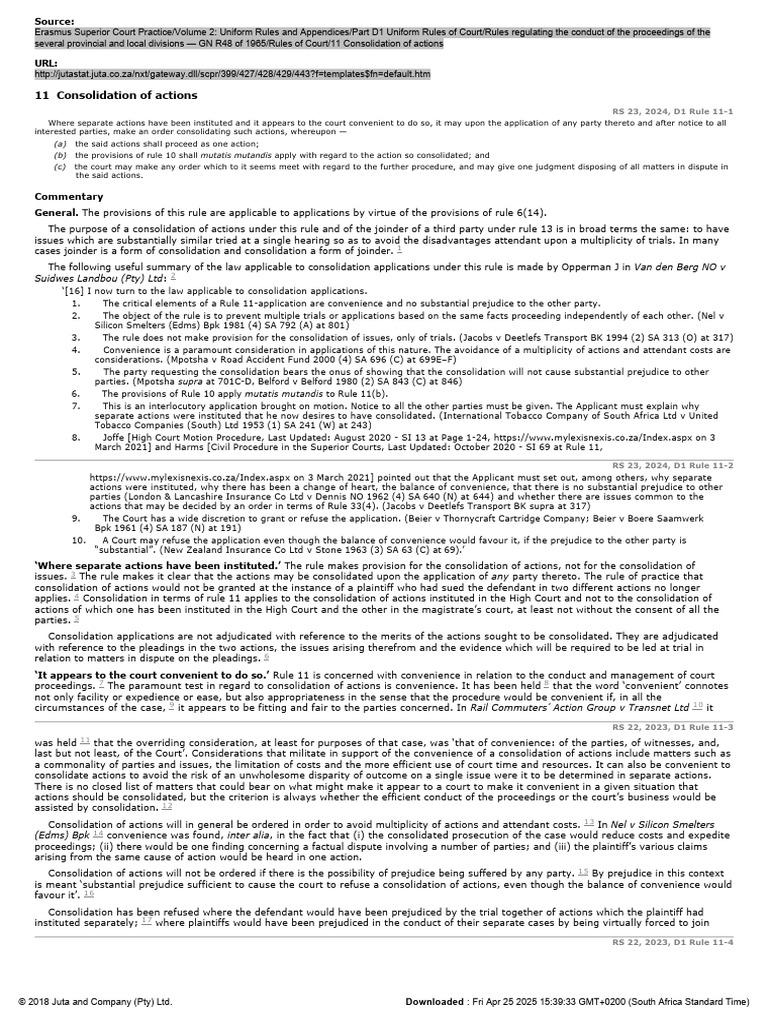 Consolidation of Court Actions Explained | PDF | Federal Rules Of Civil ...