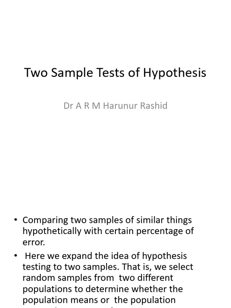 Two-Sample Hypothesis Testing Guide | PDF | Statistical Significance ...