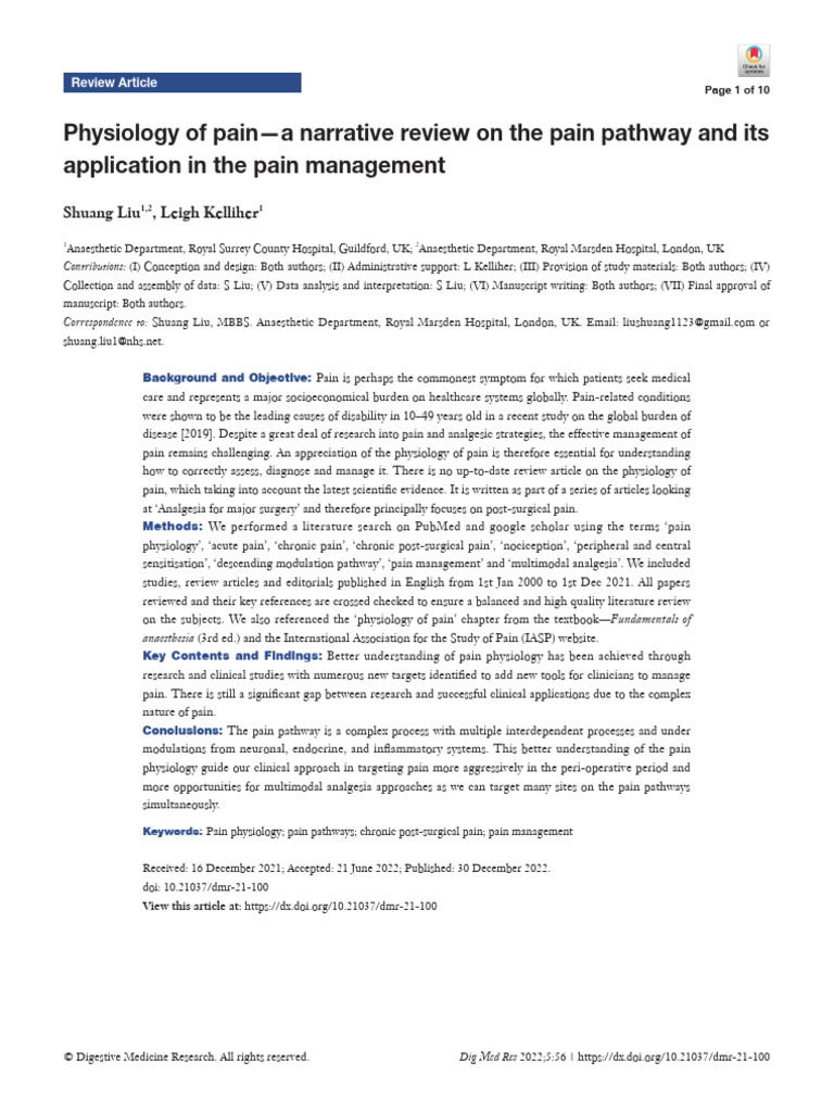 Understanding Pain Physiology for Management | PDF | Nervous System ...