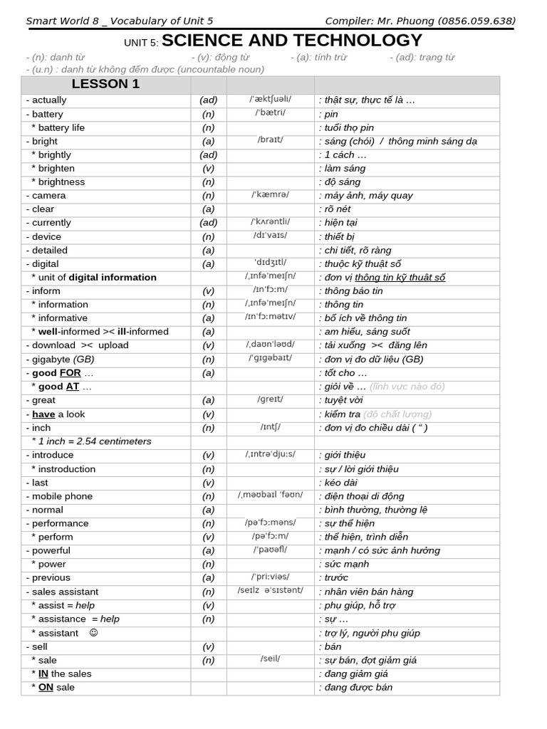 Science and Technology: Lesson 1 | PDF