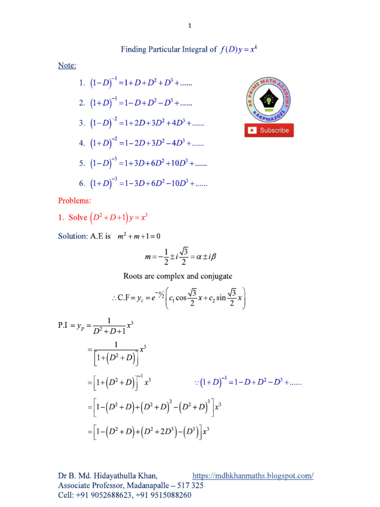Finding Particular Integral Method 3 | PDF