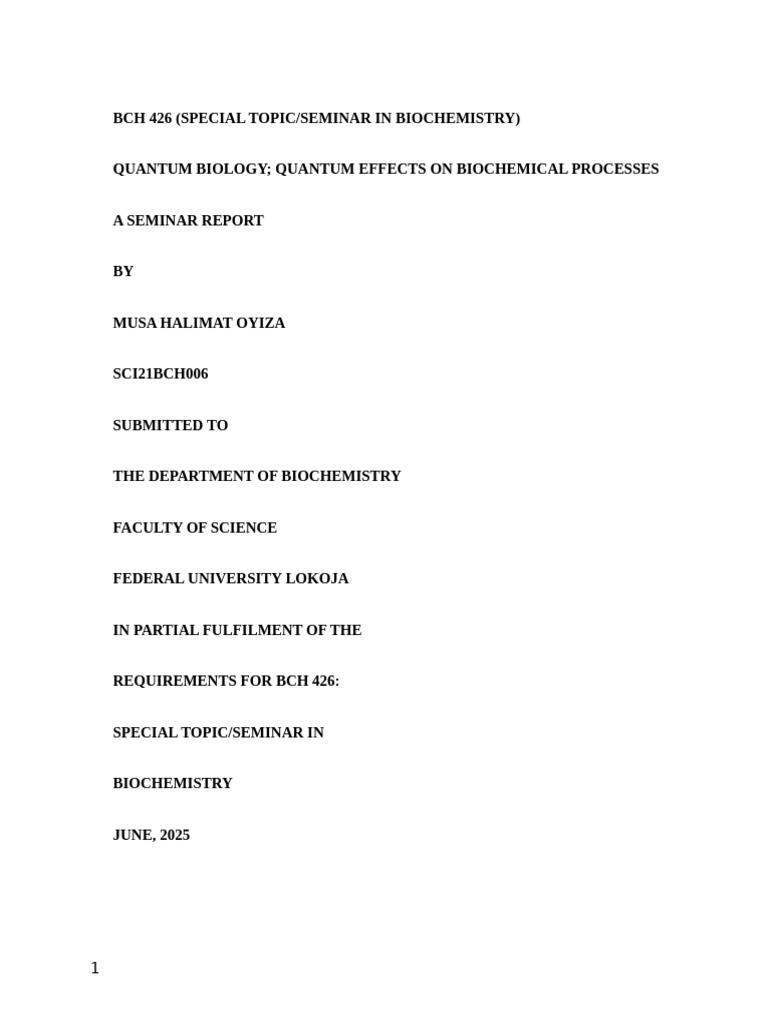 Quantum Effects in Biochemical Processes | PDF | Quantum Mechanics ...