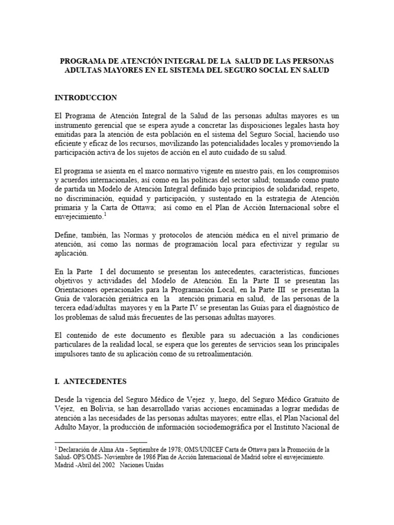 Atención Integral para Adultos Mayores | PDF | Cuidado de la salud | Vejez