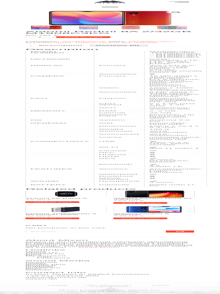 Xiaomi Redmi 8A Specifications Overview | PDF | Portable