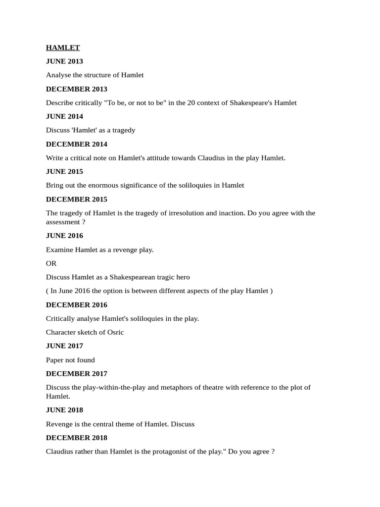Critical Analysis of Hamlet's Themes | PDF