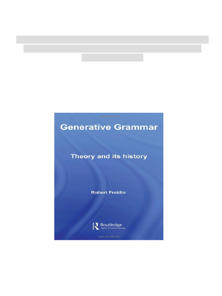 Generative Grammar Theory and its History Routledge Leading Linguists Generative Grammar Theory and its History Routledge Leading Linguists