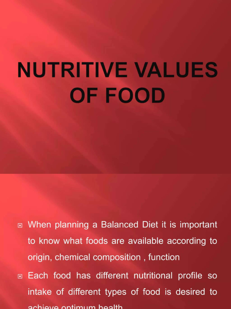 Nutritive Value of Food | PDF