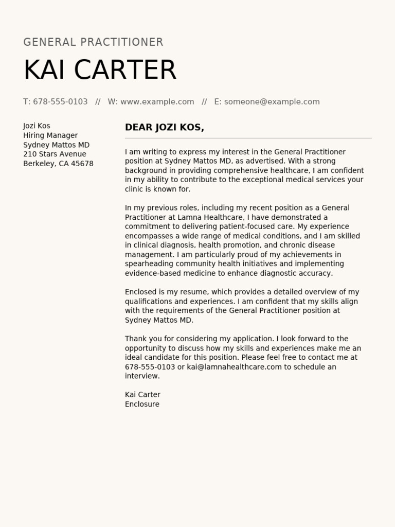 General Practitioner Application Letter | PDF
