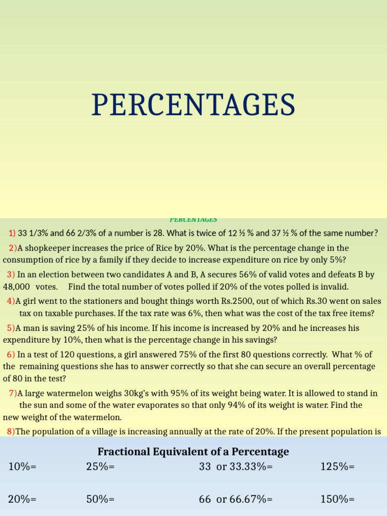 Percentages | PDF | Voting | Taxes