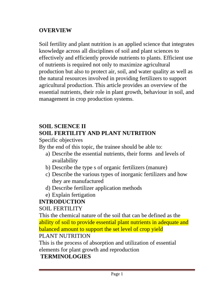 Soil Science Module 2-Soil Fertility and Plant Nutrition1 | PDF | Plant ...