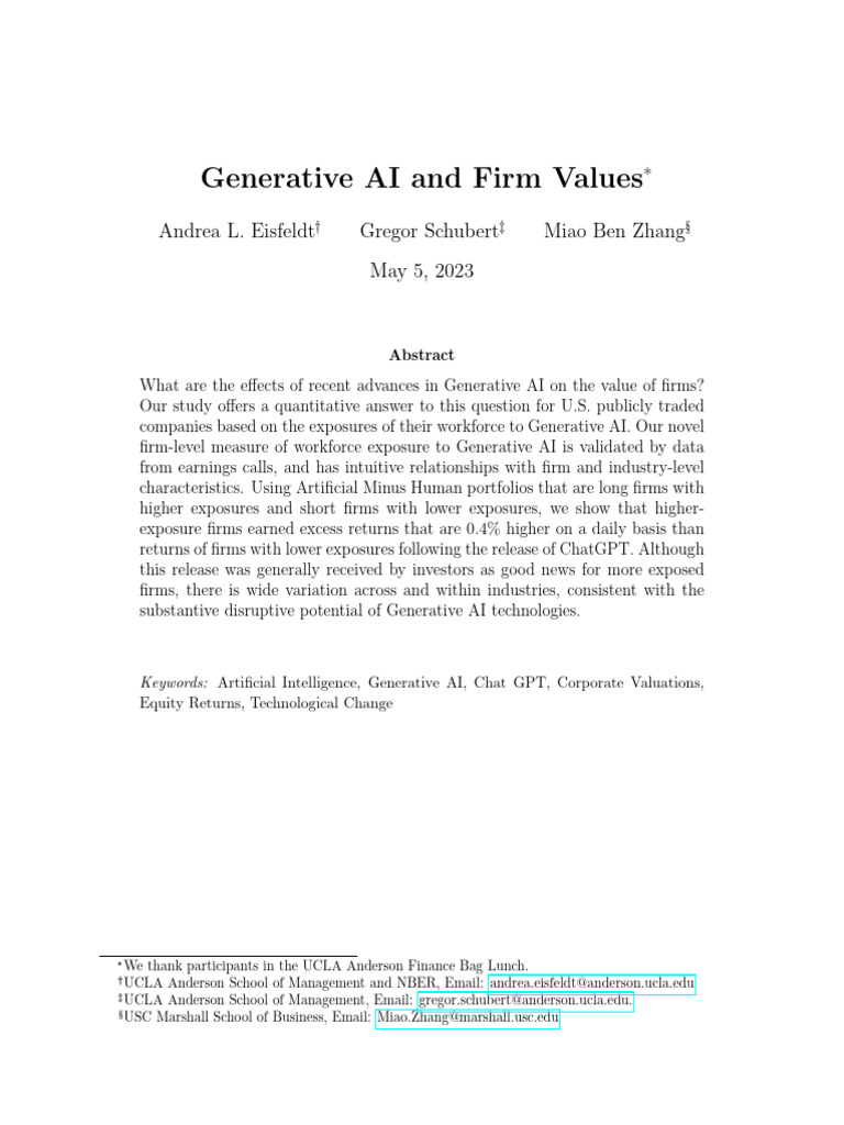Impact of Generative AI on Firm Values | PDF | Artificial Intelligence ...