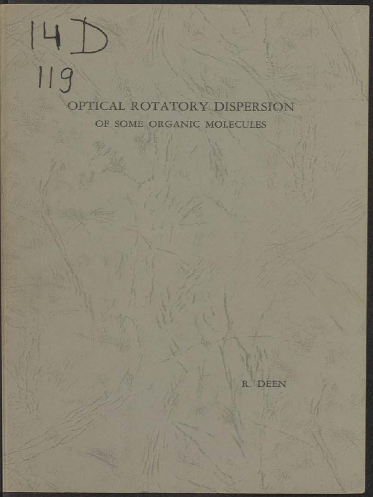 Optical Rotatory Dispersion Study | PDF | Chemical Bond | Isomer