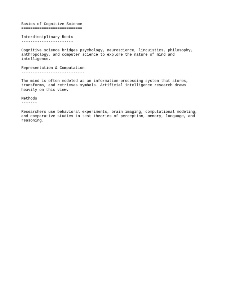"Basics of Cognitive Science | PDF