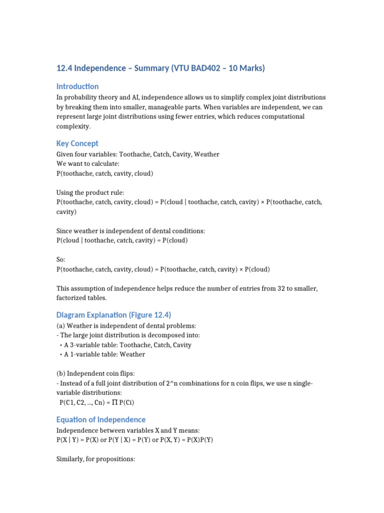 Independence Summary BAD402 | PDF