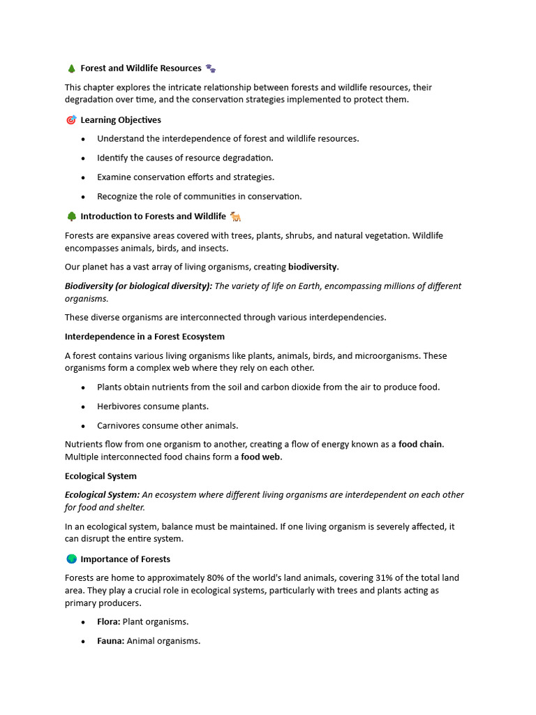 ? Forest and Wildlife Resources ? | PDF | Ecosystem | Conservation Biology