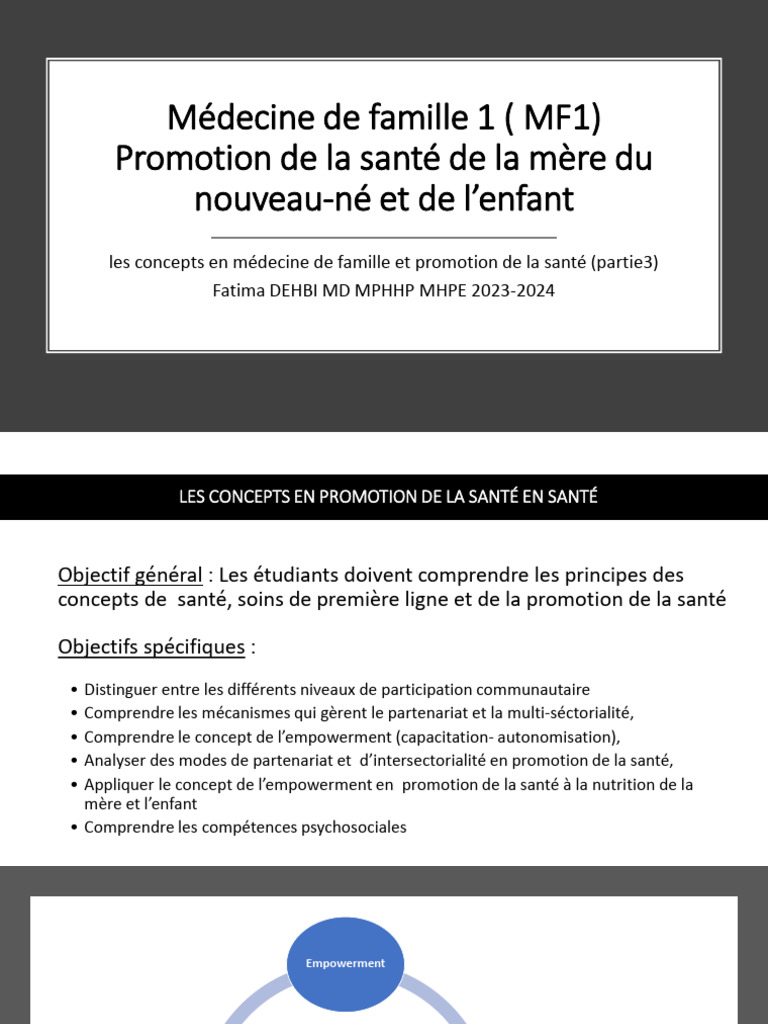 Promotion de la santé communautaire en MF1 | PDF | Promotion de la ...
