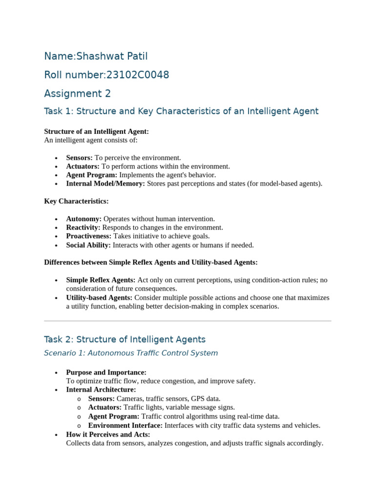 AI Assignment 2 23102C0048 Shashwat Patil | PDF | Traffic | Computer ...