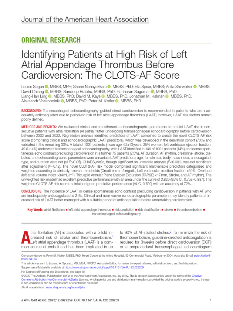 Atrial Appendage Thrombus Before Cardioversion | PDF | Echocardiography ...