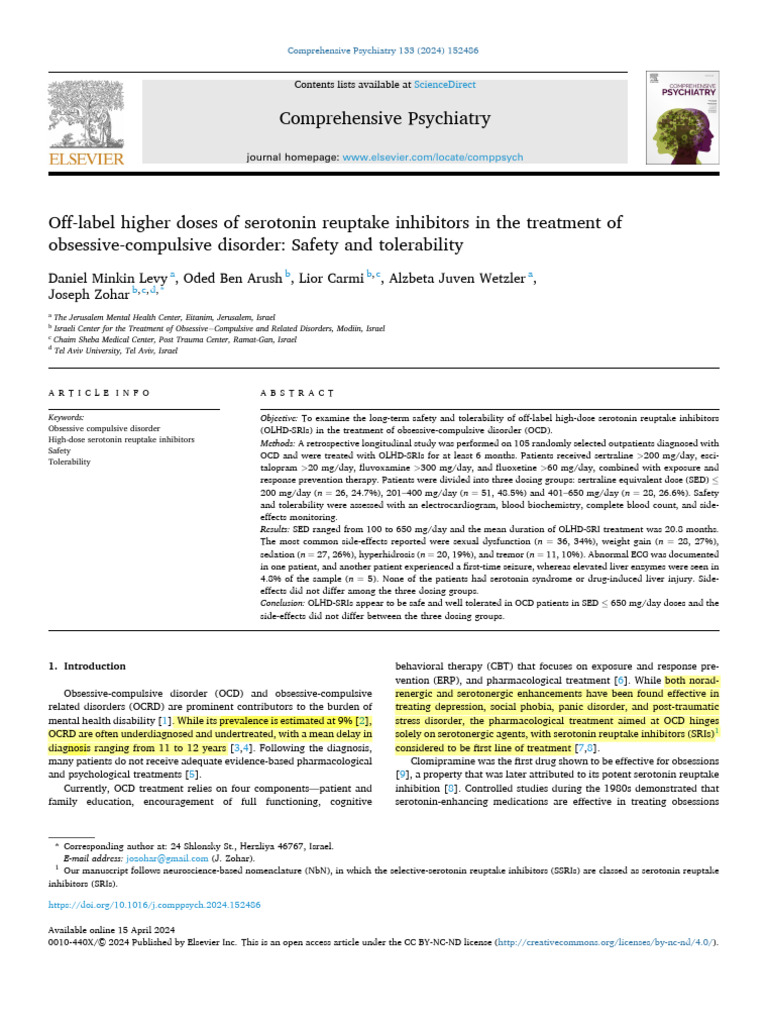Dosis Off Label Toc | PDF | Obsessive–Compulsive Disorder | Mental Disorder
