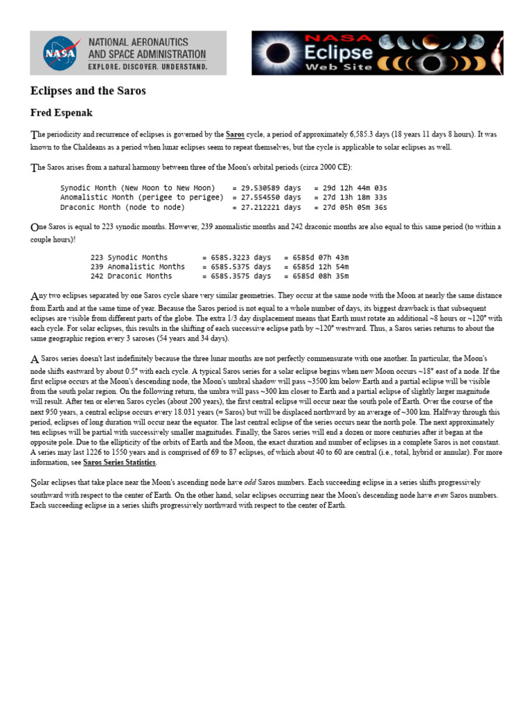 Saros Cycle and January 1805 Eclipse | PDF | Solar Eclipse | Eclipse