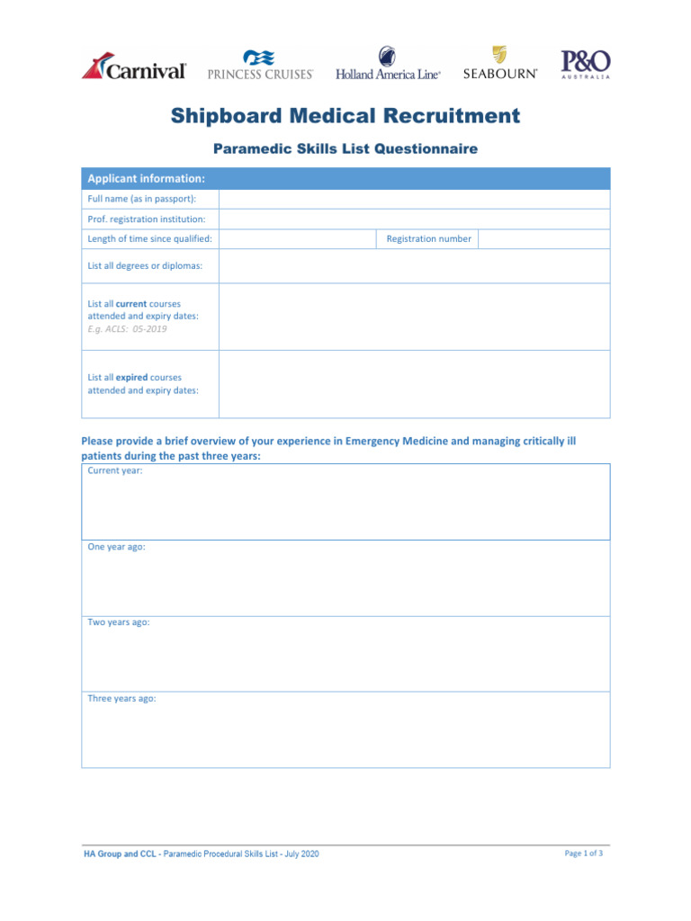 Paramedic Skills Checklist 2020 | PDF | Intravenous Therapy | Medical ...