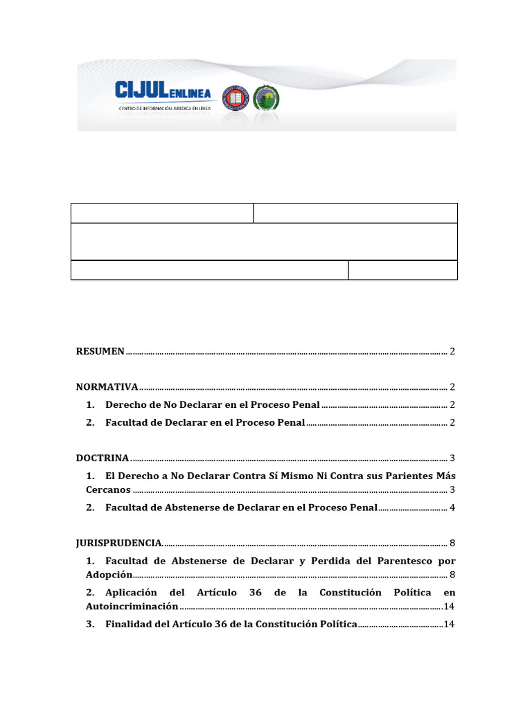 Facultad de Abstenerse a Declarar en Penal | PDF | La violencia contra ...