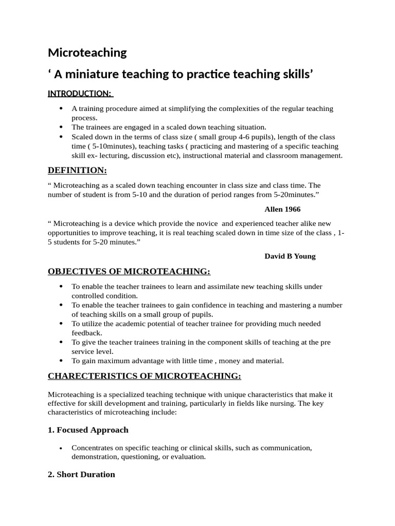 Microteaching: Effective Skill Development | PDF | Learning | Teachers