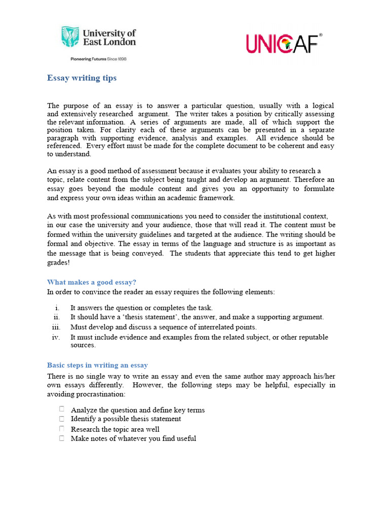 Advice On Writing Essay | PDF | Essays | Writing