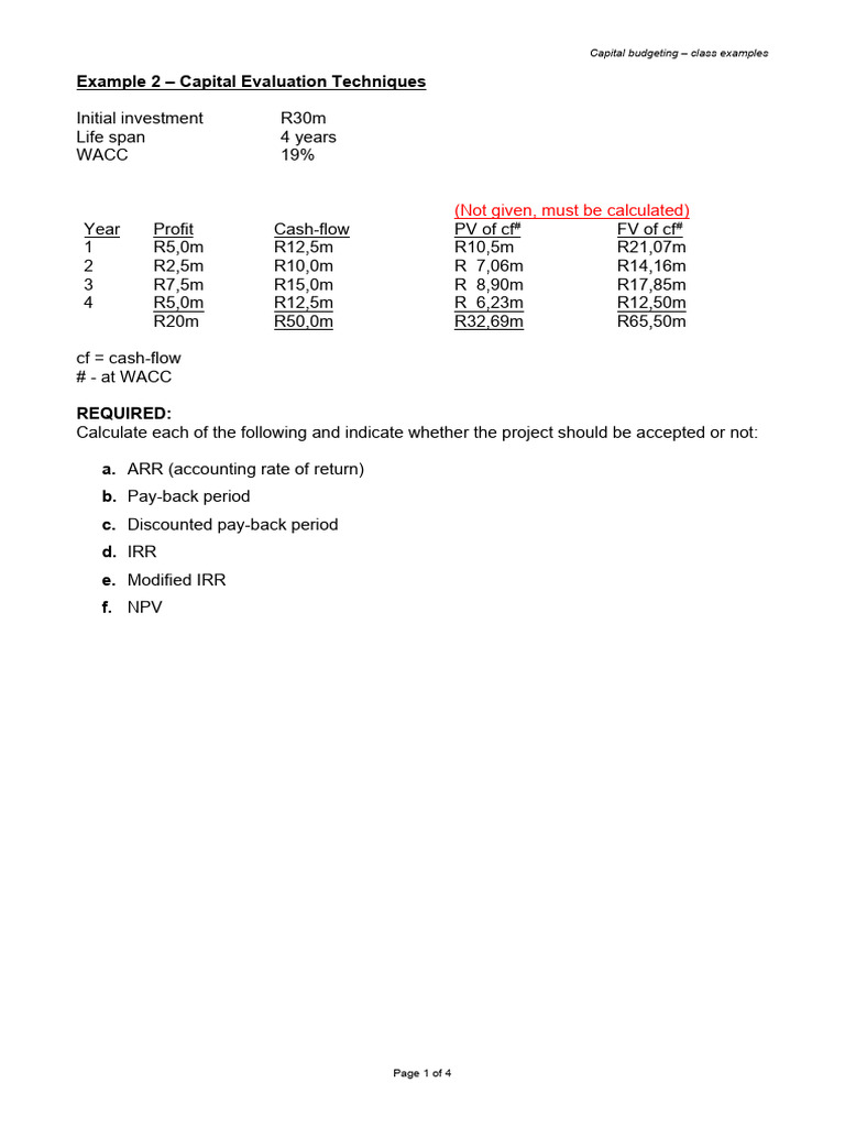 Capital Budgeting Evaluation Techniques | PDF | Internal Rate Of Return ...