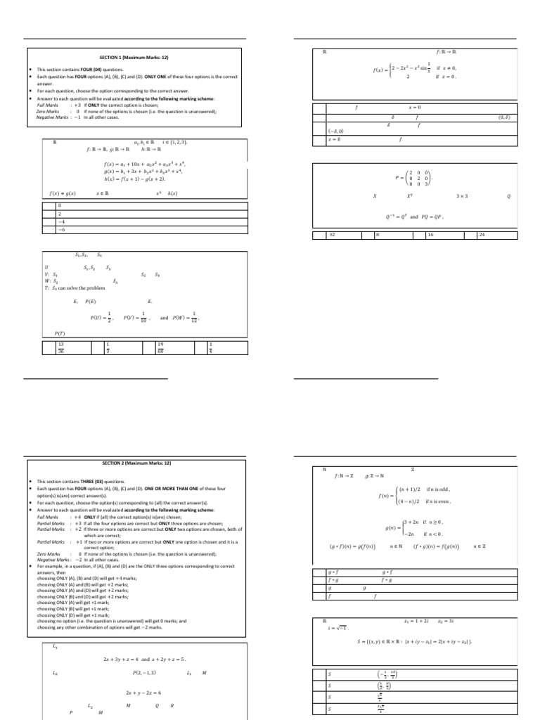 JEE Advanced 2025 Mathematics Paper 1 | PDF | Matrix (Mathematics ...