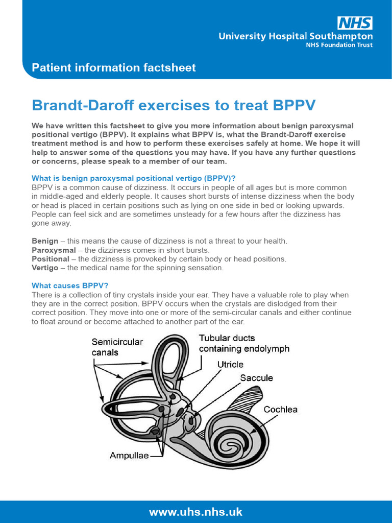 Brandt Daroff Exercises To Treat BPPV 2839 PIL | PDF | Vertigo | Medicine