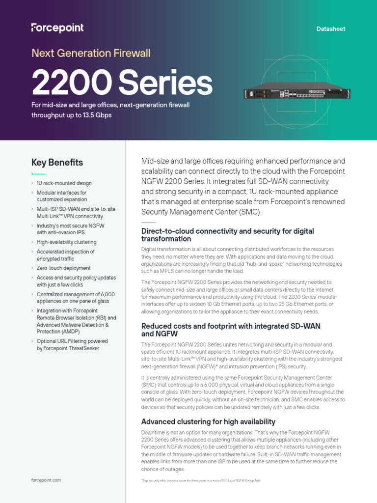 Forcepoint NGFW 2200 Series Overview | PDF | Computer Network | Cloud ...