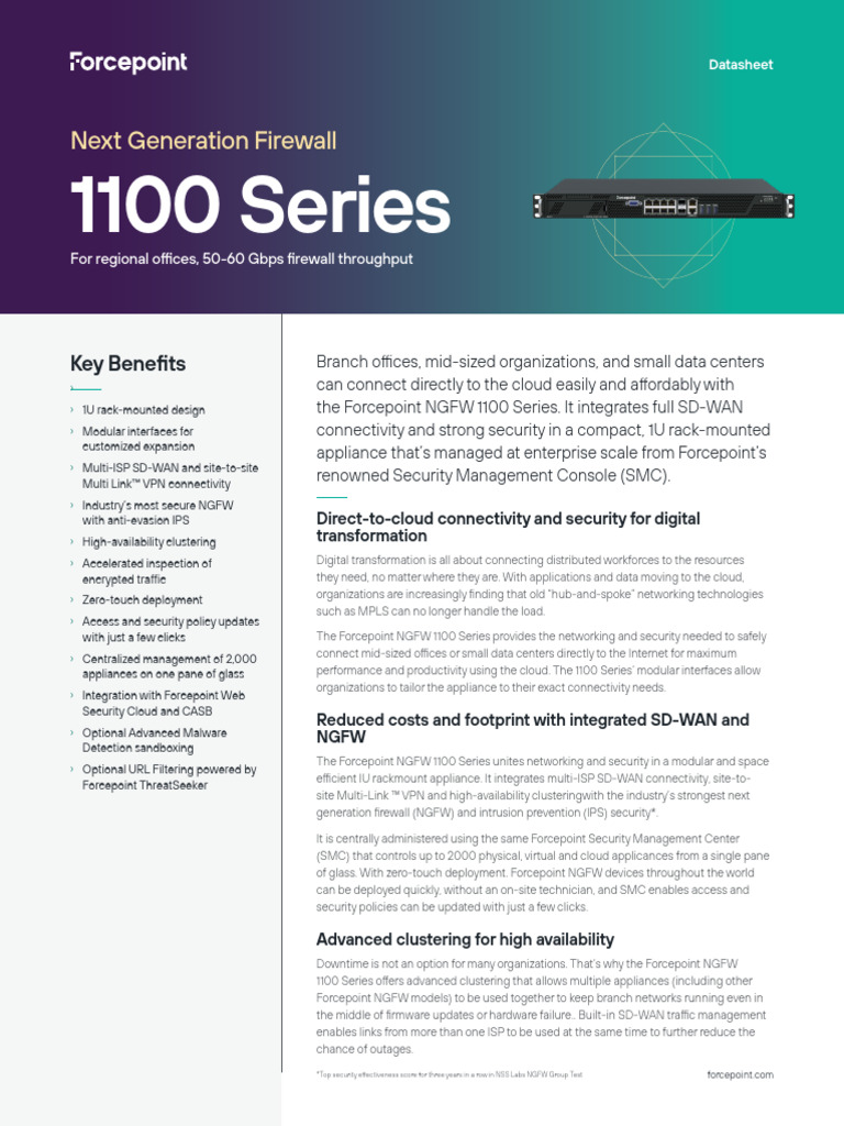 Forcepoint NGFW 1100 Series Overview | PDF | Firewall (Computing ...