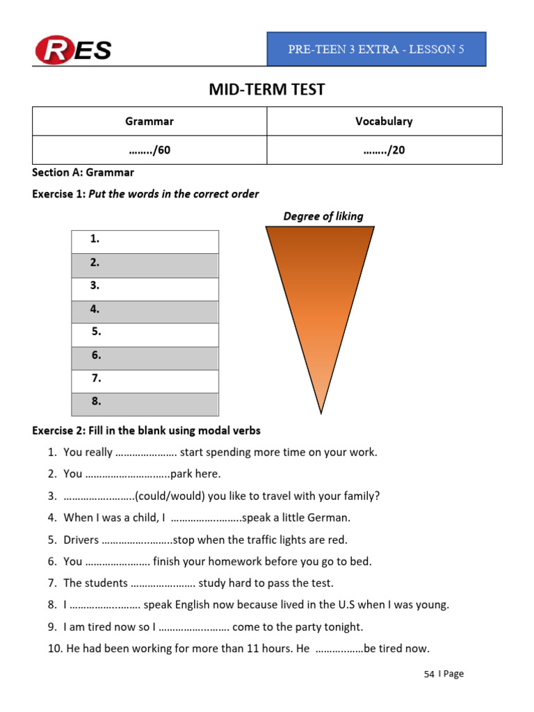 Preteen 3 Extra - Teacher - S Book-Midterm Test | PDF | Linguistics ...