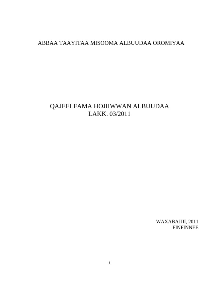 Qajeelfa Hojiwwaan Albuudaa 032011g | PDF