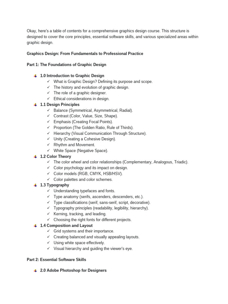 Comprehensive Graphic Design Course Outline | PDF | Graphic Design ...